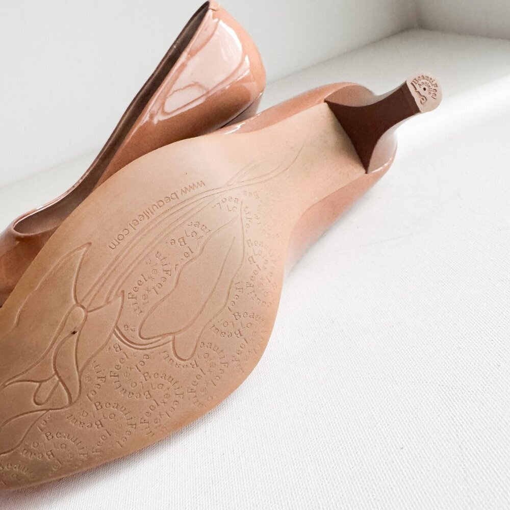 BeautyFeel Nude Beige Patent leather Low heel Comfort Heels 42 - Picture 6 of 7